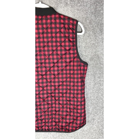 Old Navy Ribbed Collar Quilted Buffalo Plaid Zip Up Vest Womens Size Medium - Picture 8 of 11